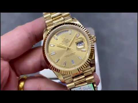 QF Factory 'Counterweight ' Rolex Day-Date 40 228238-0005 40mm Full Yellow Gold Baguette Diamond