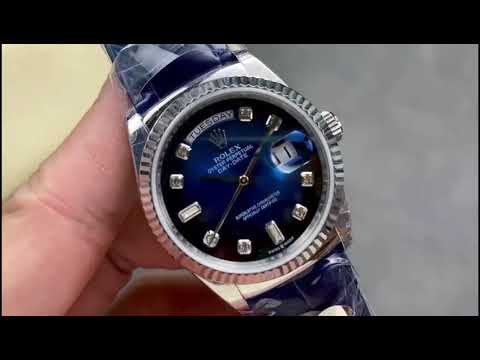 8+ Factory ‘counterweight’ Rolex Day-Date 36mm 128239-0023 White Gold Crocodile Leather Strap