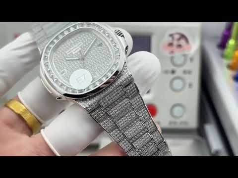 E7 Factory Patek Philippe Nautilus 5711 40mm White Gold Baguette Diamond Bezel Diamond Dial