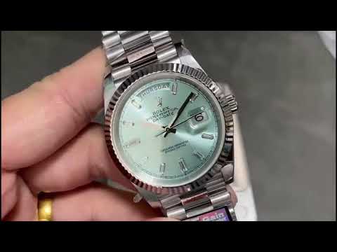 QF Factory 'Counterweight' Rolex Day-Date 40 228236-0006 40mm Full Platinum Baguette Diamond Blue