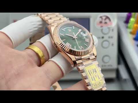 PPM Factory Counterweight Rolex Day-Date 228235-0025 40mm Full Rose Gold Roman Number Olive Green