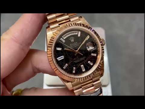 QF Factory 'Counterweight' Rolex Day-Date 40 228235-0045 40mm Full Rose Gold Baguette Diamond Black