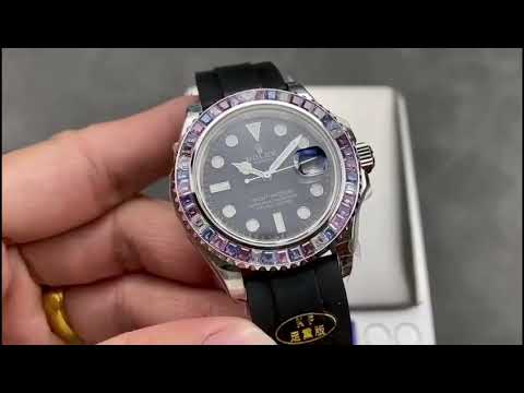 KF Factory Rolex Yacht-Master 40 126679SABR 40mm White Gold Rubber Strap Black Dial
