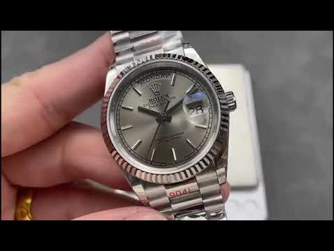 8+ Factory ‘Counterweight’ Rolex Day-Date 128236-0001 36mm Full Platinum Silver Dial