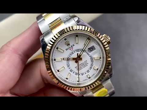 Noob Factory Rolex Sky-Dweller 336933-0005 42mm Half Yellow Gold White Dial