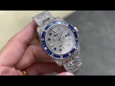 AMG Factory Rolex Submariner Date 116610 40mm Blue&White Diamond Bezel Full 904L&Diamond Blue Word
