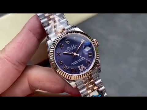 8+ Factory Rolex Datejust 278271-0020 31mm Half Rose Gold Roman Numerals Diamond Purple Dial Jubilee