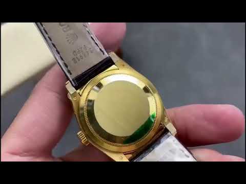 8+ Factory ‘counterweight’ Rolex Day-Date 36mm 18238 Yellow Gold Crocodile Leather Strap Diamond