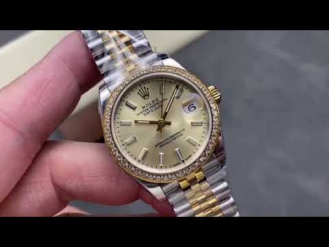 8+ Factory Rolex “counterweight” Datejust 278383RBR-0014 31mm Diamond Yellow Gold Bezel Half Yellow
