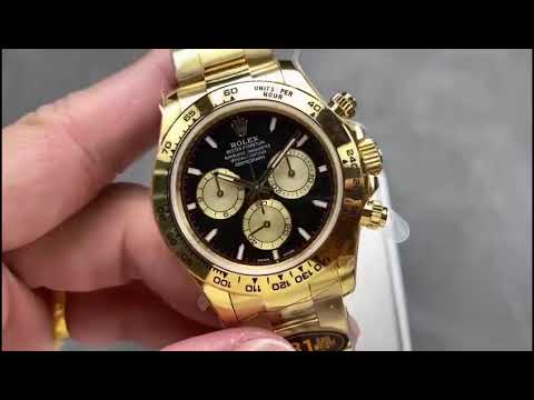 QF Factory “CounterWeight” Rolex Daytona 126508-0002 40mm Full Yellow Gold Champagne Eye Black Dial