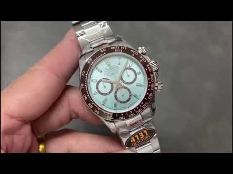 QF Factory 'Counterweight' Rolex Daytona 126506-0002 40mm Full Platinum Baguette Diamond Sky Blue