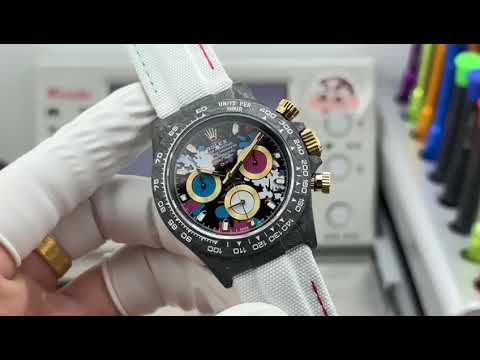 TW Factory Rolex Daytona 116500 40mm Carbon Fiber White Canvas Strap Black Dial