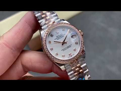 8+ Factory Rolex “counterweight” Datejust 278381RBR-0026 31mm Diamond Rose Gold Bezel Half Rose Gold