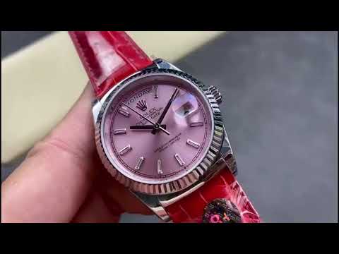 8+ Factory ‘counterweight’ Rolex Day-Date 36mm 128239-0071 White Gold Crocodile Leather Strap