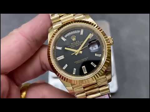 QF Factory 'Counterweight' Rolex Day-Date 40 228238-0004 40mm Full Yellow Gold Baguette Diamondl