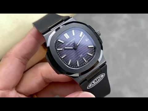 AMG Factory Customer Made Patek Philippe Nautilus PP5711 40mm Ceramics Black Rubber Strap Grey Dial