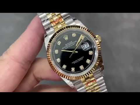 GM Factory Rolex Datejust 126233-0021 36mm Half Yellow Gold Diamond Mop Black Dial Jubilee