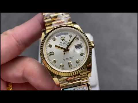 QF Factory Counterweight Rolex Day-Date 36 128238 36mm Full Yellow Gold Diamond Mope&Baguette