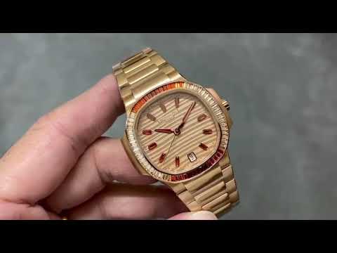 3K Factory Patek Philippe Nautilus 7118 1300R 001 Rose Gold Diamond Bezel Rose Gold Dial