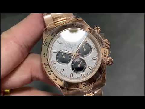 QF Factory 'Counterweight' Rolex Daytona 116505-0014 40mm Full Rose Gold Meteorite Cosmograph Silver