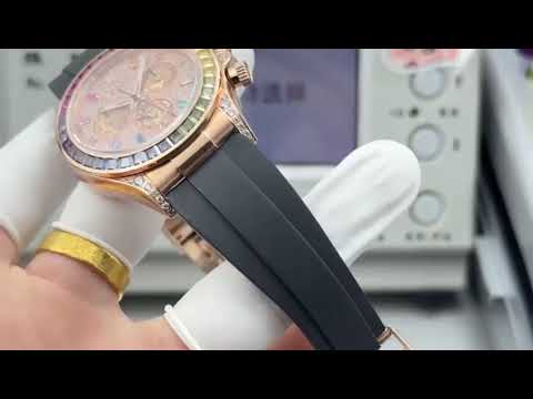 N+ Factory Counterweight Rolex Daytona 116595RBOW 40mm Rose Gold Rainbow Bezel Oysterflex