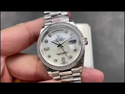 8+ Factory ‘Counterweight’ Rolex Day-Date 128349RBR-0004 36mm Diamond Bezel Full White Gold Diamond