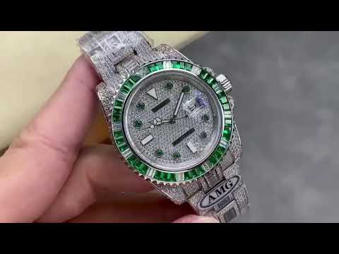 AMG Factory Rolex Submariner Date 116610 40mm Green&White Diamond Bezel Full 904L&Diamond Green Word
