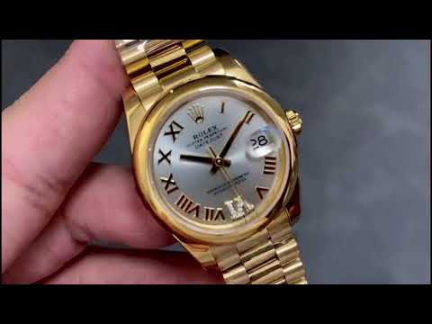 A+ Factory Rolex Datejust 278245 31mm Full Yellow Gold Roman Numerals&Diamond Silver Dial