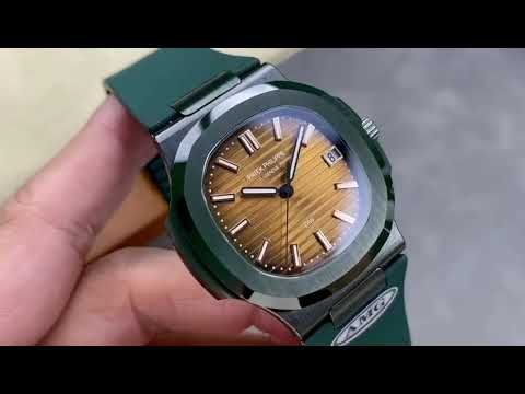 AMG Factory Customer Made Patek Philippe Nautilus PP5711 40mm Ceramics Dark Green Rubber Strap Brown