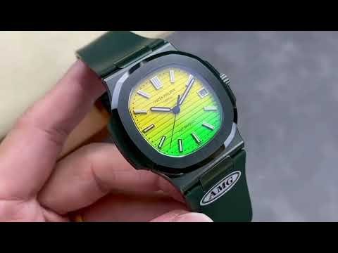 AMG Factory Customer Made Patek Philippe Nautilus PP5711 40mm Ceramics Dark Green Rubber Strap Yello