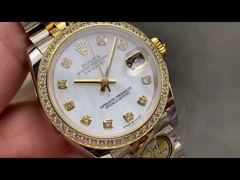 ARF Factory Counterweight Rolex Datejust 278383RBR 0028 31mm Yellow Gold Diamond Bezel Mother of Pea