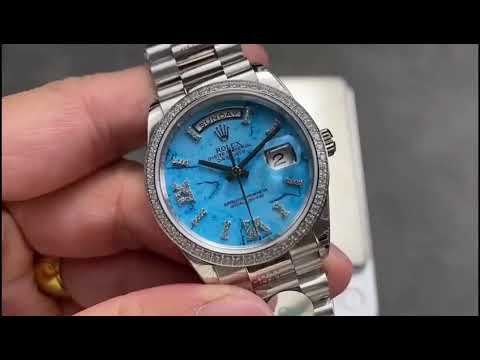8+ Factory ‘Counterweight’ Rolex Day-Date 128349RBR-0031 36mm Diamond Bezel Full 904L Roman Number