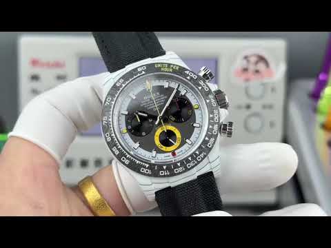 TW Factory Rolex Daytona 116500 40mm White Carbon Fiber Black Canvas Strap Black Dial