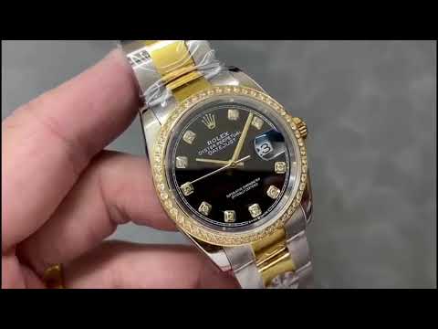 A+ Factory Rolex Datejust 126283RBR-0008 36mm Diamond Bezel Half Yellow Gold Diaond Mop Black Dial