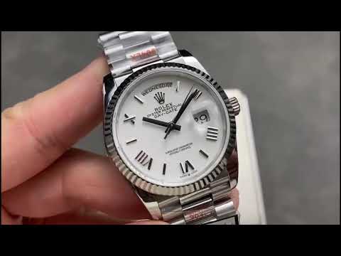 QF Factory Counterweight Rolex Day-Date 36 128239-0059 36mm Full 904L Roman Numerals White Dial