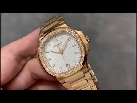 3K Factory Patek Philippe Nautilus 7118 1200R 001 Full Rose Gold Diamond Bezel White Dial