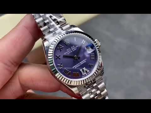 8+ Factory Rolex counterweight Datejust 278274-0026 31mm Full Steel Roman Numerals Diamond Purple
