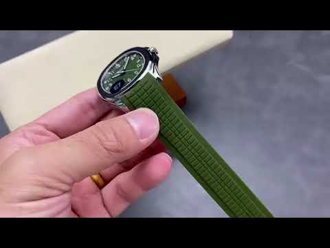 E7 Factory Patek Philippe Aquanaut 40mm 5168G 010 White Gold Rubber Strap Avocado Green Dial