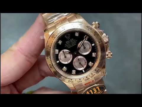 QF Factory 'Counterweight' Rolex Daytona 126505-0002 40mm Full Rose Gold Diamond Black Dial