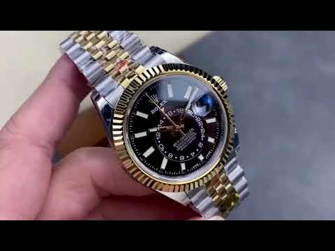 Noob Factory Rolex Sky-Dweller 336933-0004 42mm Half Yellow Gold Black Dial Jubilee