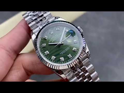 VS Factory Rolex Datejust 126234-0055 36mm Full 904L Diamond Olive Green Palm Motif Dial Jubilee