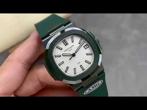AMG Factory Customer Made Patek Philippe Nautilus PP5711 40mm Ceramics Dark Green Rubber Strap White