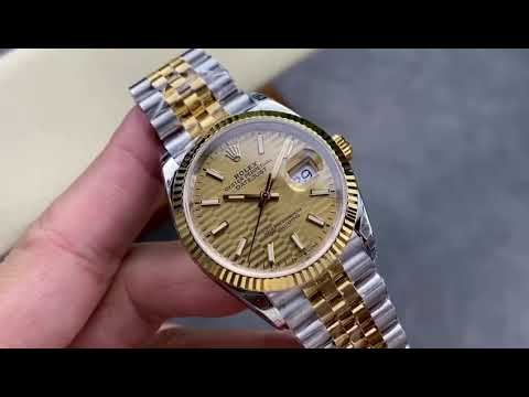 VS Factory Rolex Datejust 126233 0039 36mm Half Yellow Gold Fluted Motif Champagne Dial Jubilee 1