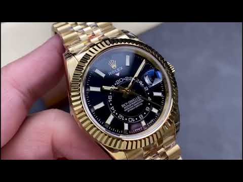 Noob Factory Rolex Sky-Dweller 336938-0005 42mm Full Yellow Gold Black Dial Jubilee