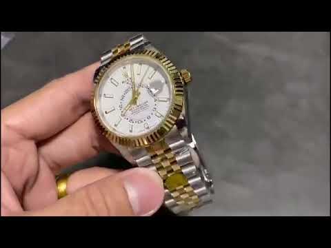 Noob Factory Rolex Sky-Dweller 336933-0006 42mm Half Yellow Gold White Dial Jubilee