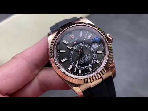 ZF Factory CounterWeight Rolex Sky Dweller 336235 0004 42mm Rose Gold Rubber Strap Grey Dial