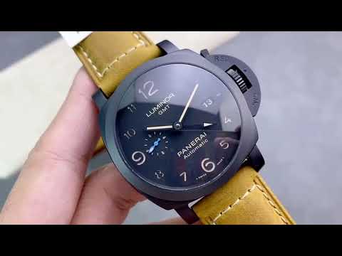 VS Factory Panerai Luminor 1950 3 Days GMT PAM 01441  44mm Ceramic Leather Strap Black Dial