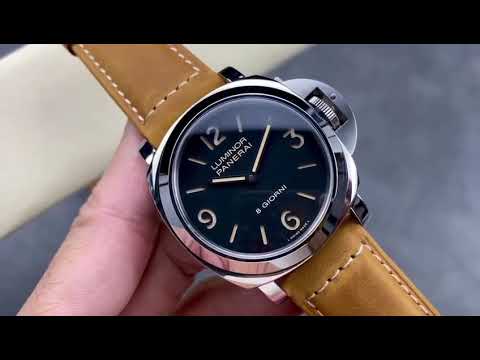 HW Factory Panerai Luminor Base PAM00914 44mm Steel Leather Strap Arabic Numerals Black Dial