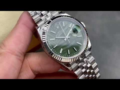 VS Factory Rolex Datejust 126234-0047 36mm Full 904L Olive Green Palm Motif Dial Jubilee