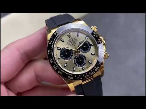 VS Factory Rolex Daytona 116518LN-0048 40MM Yellow Gold Rubber Strap Black Eye Gold Dial